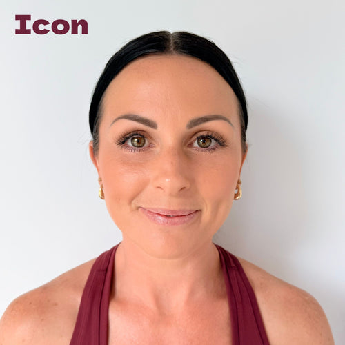 Close-up of ICON natural-style pre-glued lashes by Whip Lashes